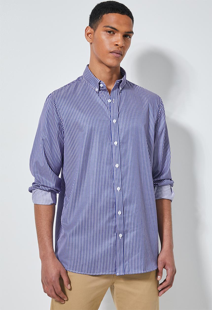 Superbalist - Barber regular fit long sleeve shirt - navy