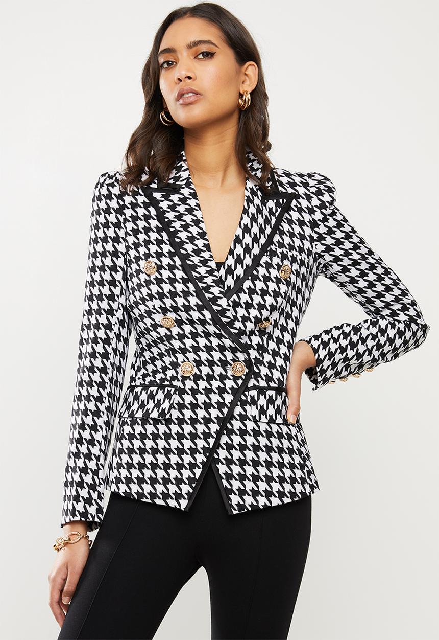 SISSY BOY - Girl boss houndstooth blazer - black & white