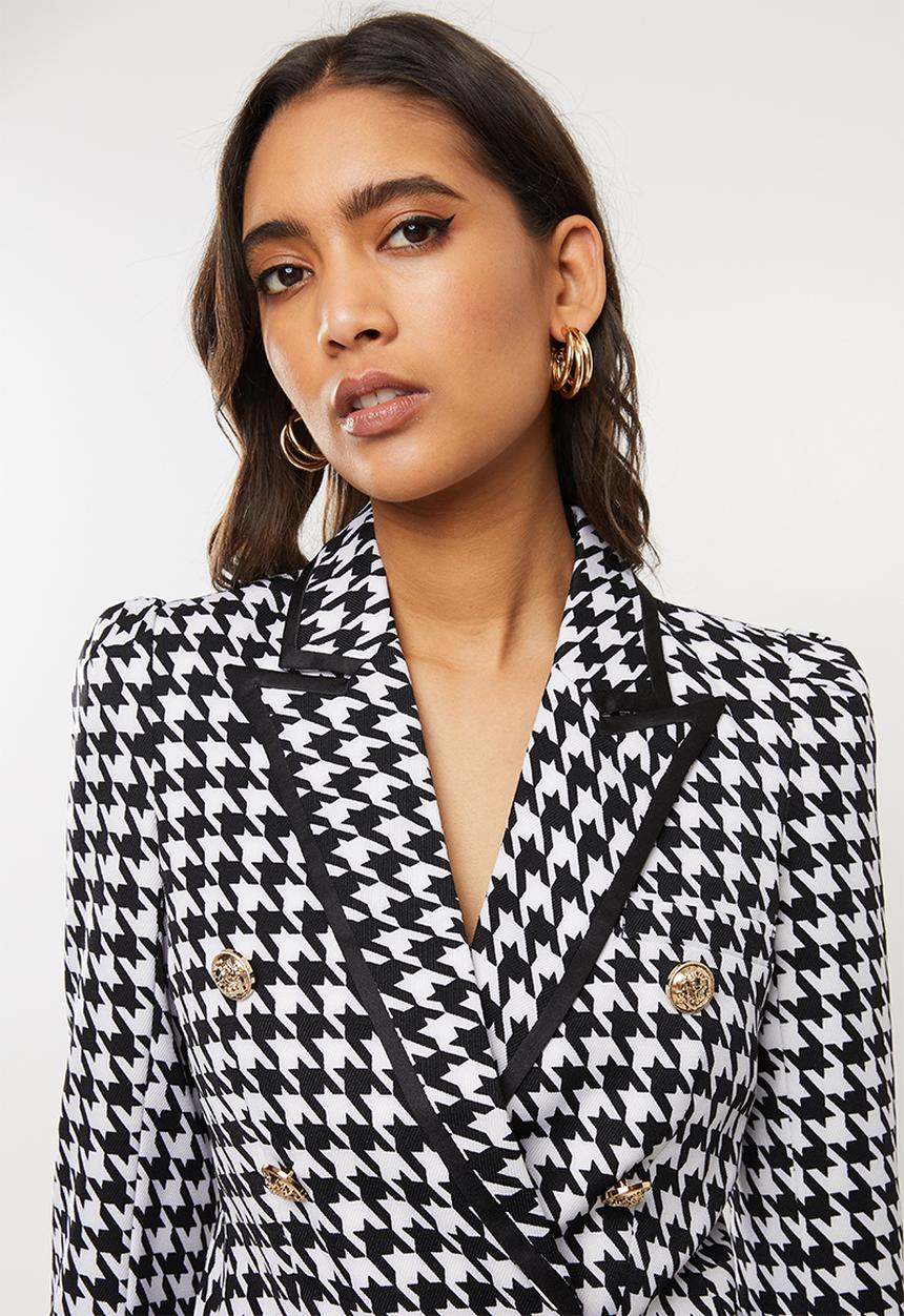 SISSY BOY - Girl boss houndstooth blazer - black & white
