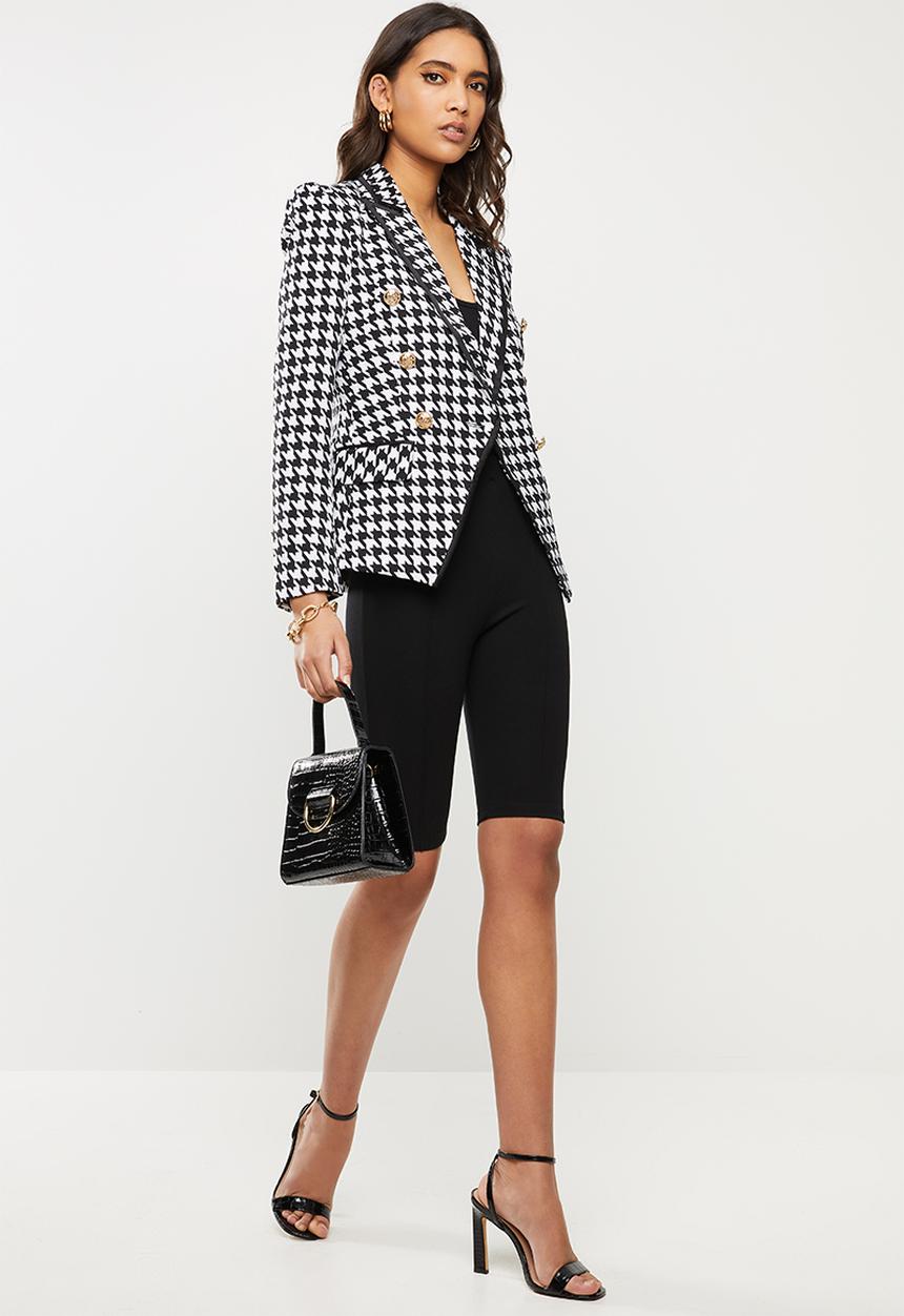SISSY BOY - Girl boss houndstooth blazer - black & white