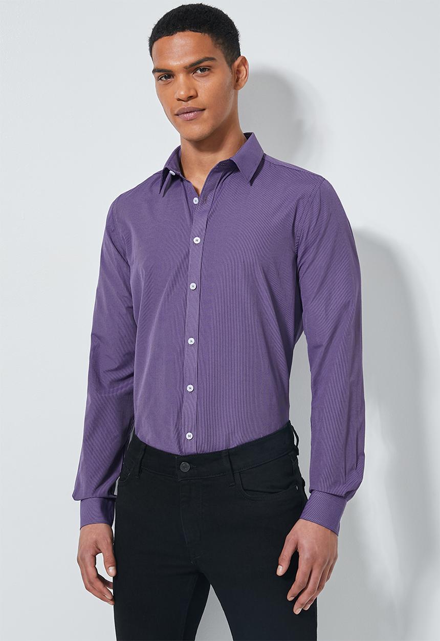 Superbalist - Jos slim fit long sleeve shirt - purple stripe