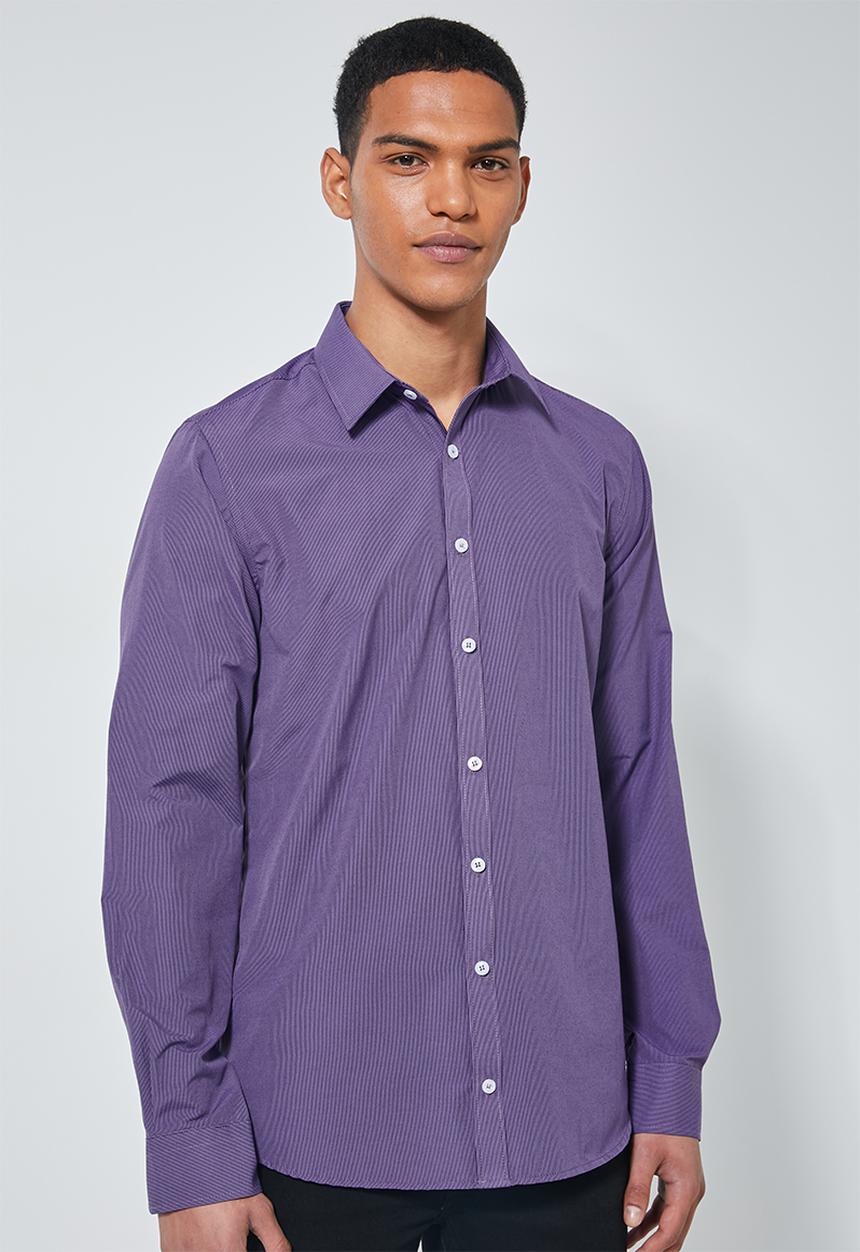 Superbalist - Jos slim fit long sleeve shirt - purple stripe