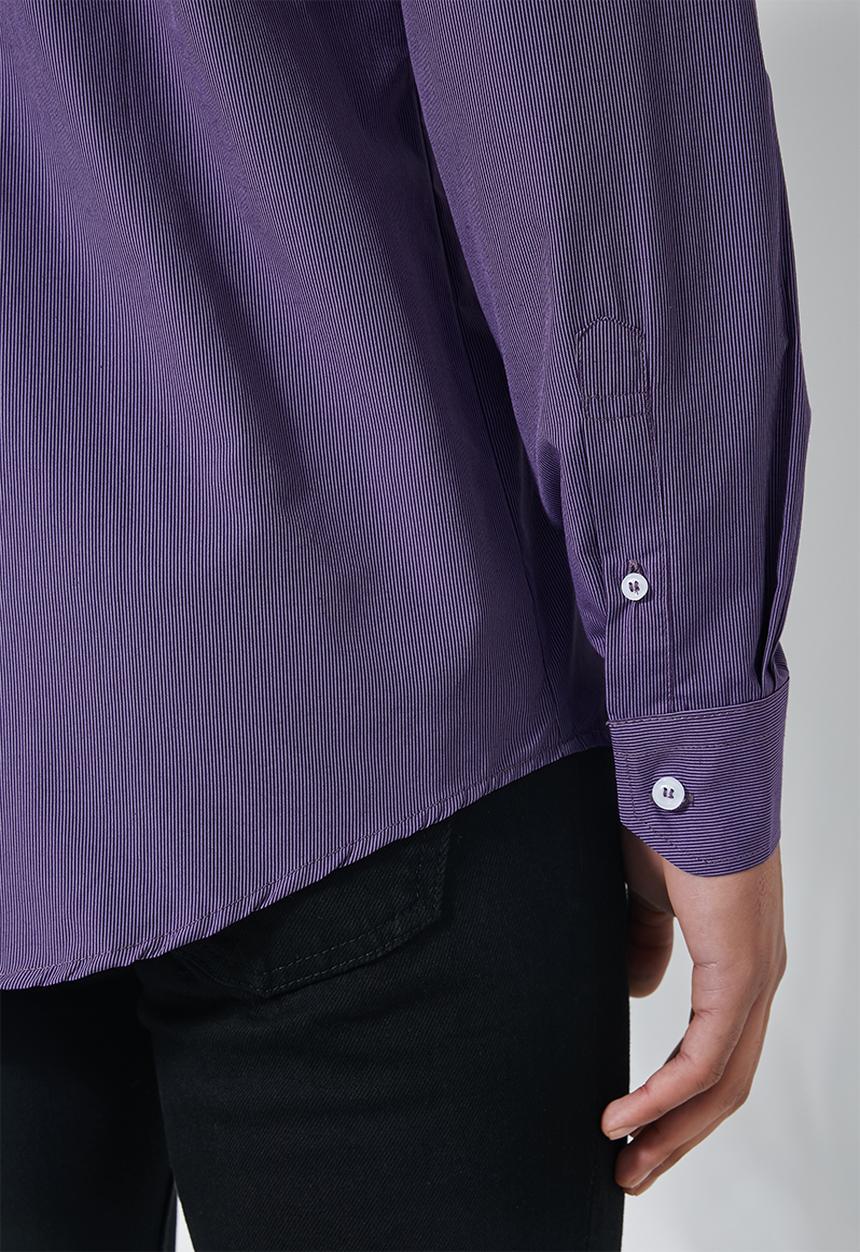 Superbalist - Jos slim fit long sleeve shirt - purple stripe
