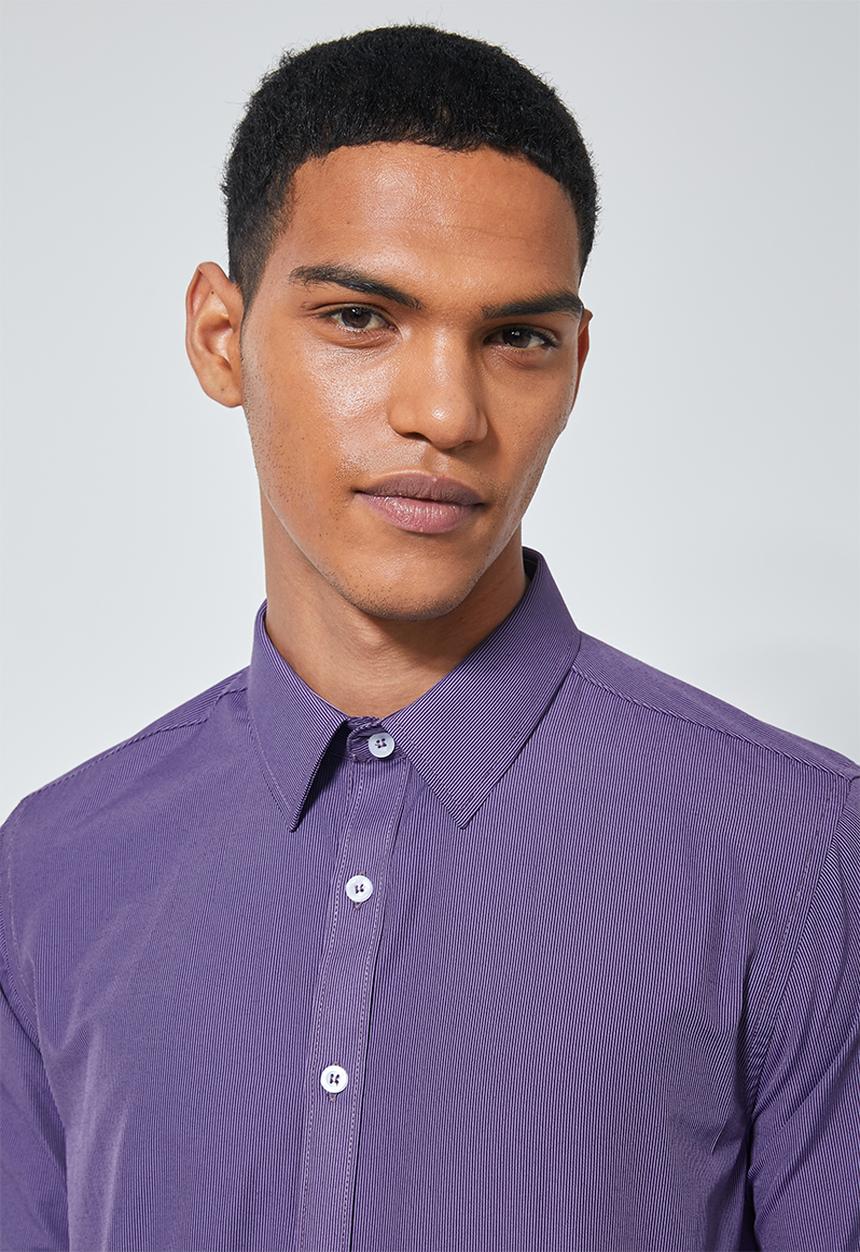 Superbalist - Jos slim fit long sleeve shirt - purple stripe