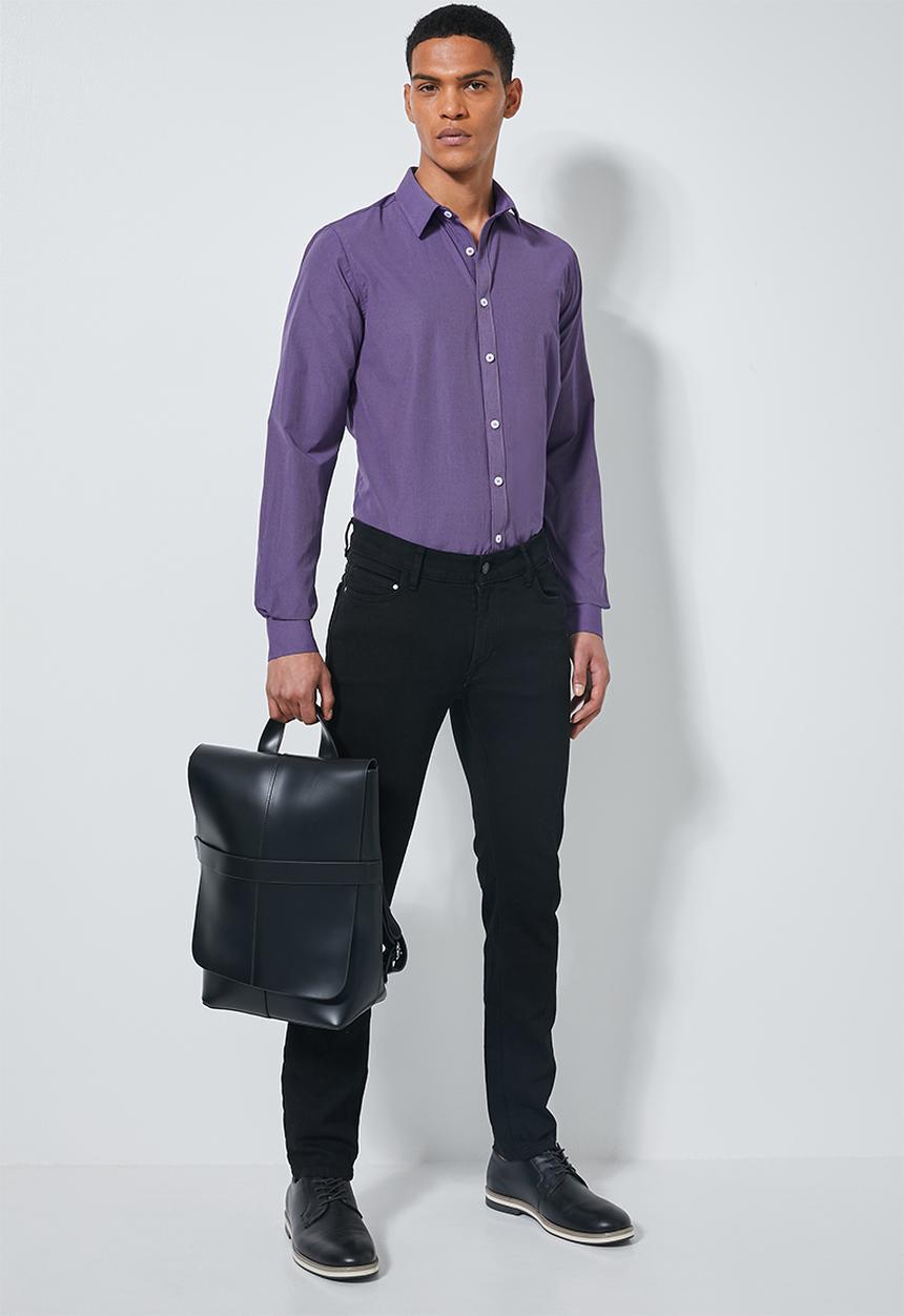 Superbalist - Jos slim fit long sleeve shirt - purple stripe