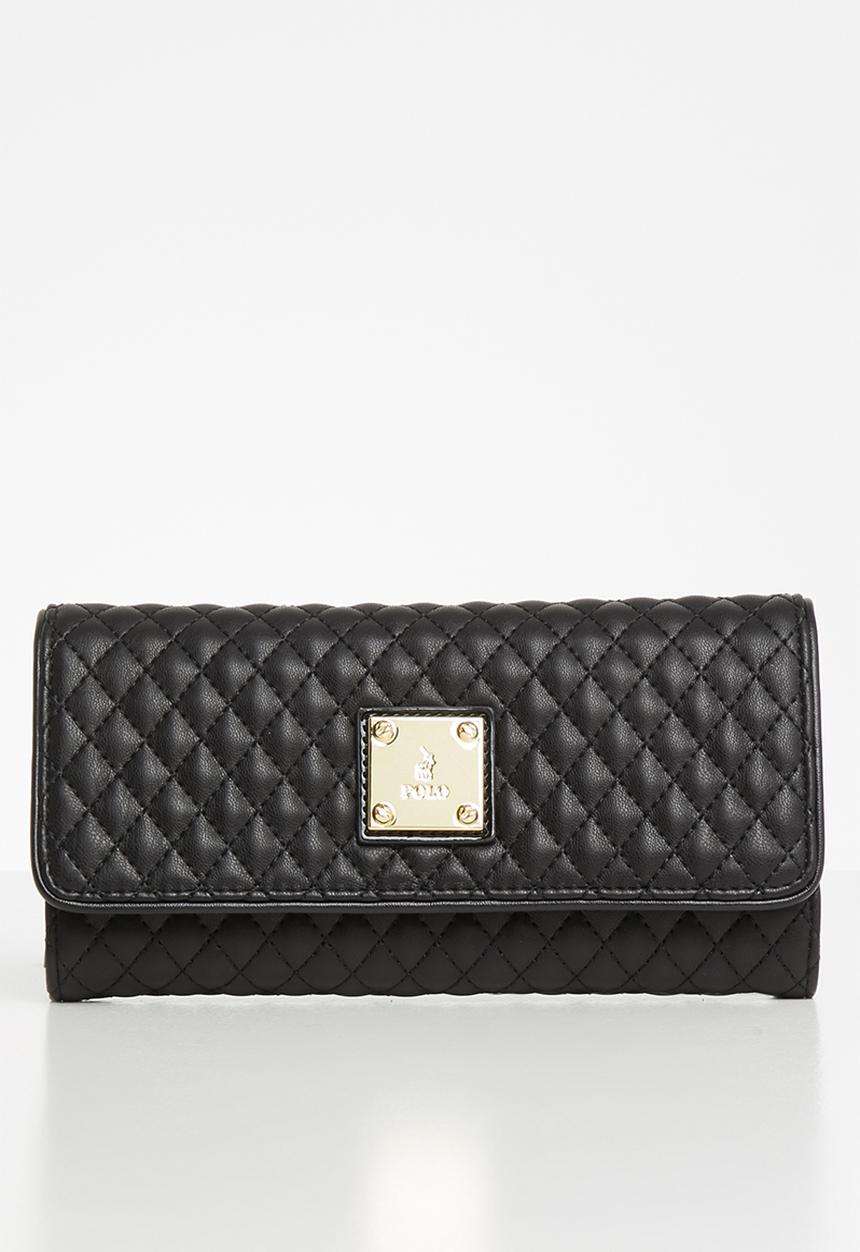 POLO - Madison synthetic quilt clutch purse - black