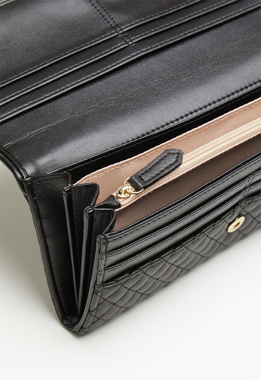 POLO - Madison synthetic quilt clutch purse - black