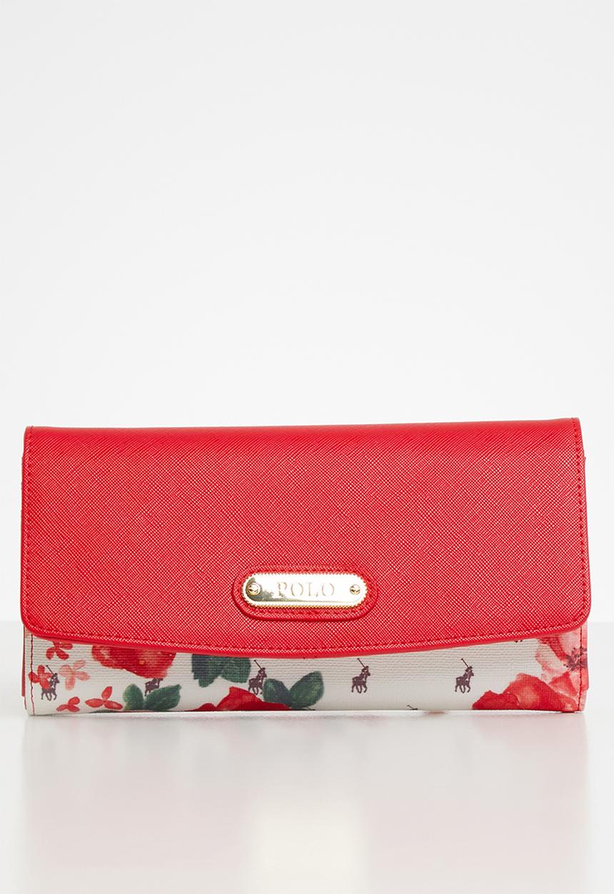 POLO - Freedom floral clutch purse - red