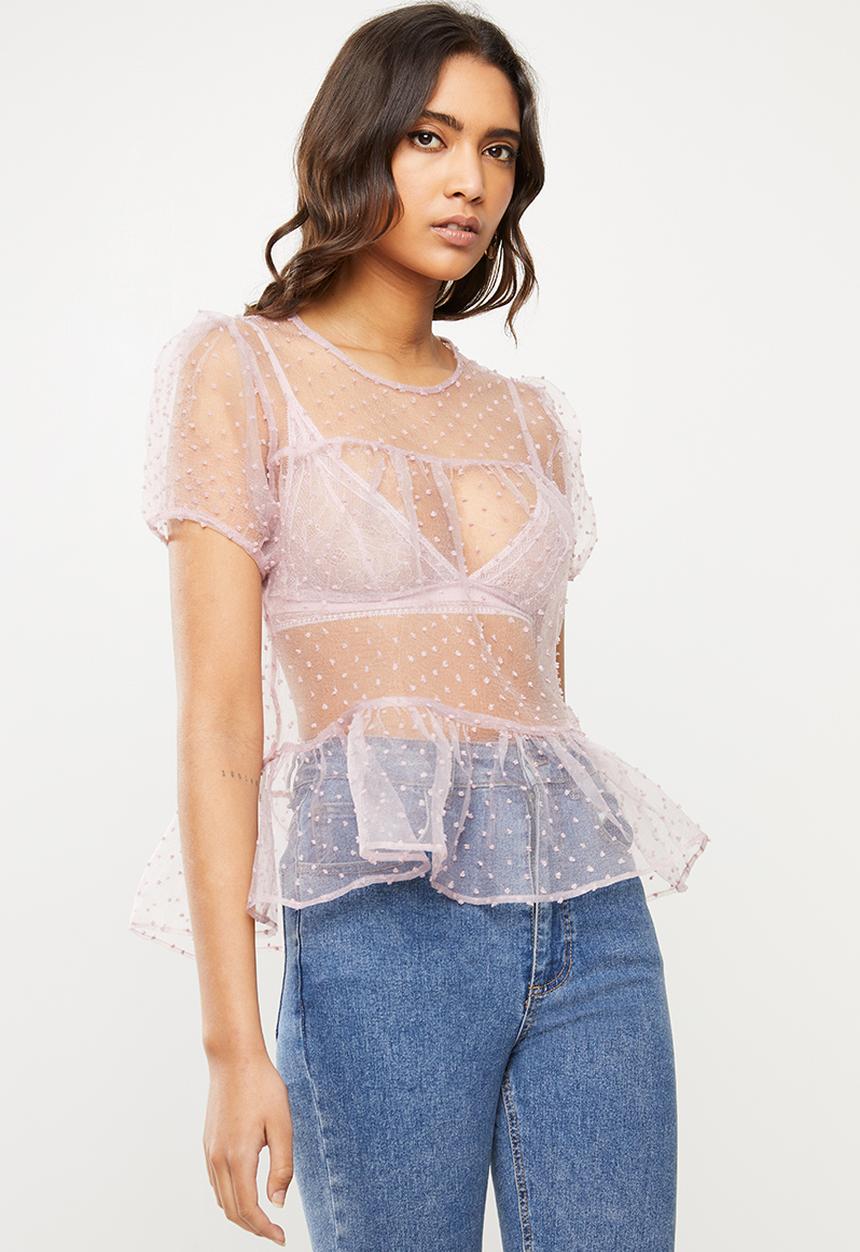 VELVET - Puff organza tiered top - rose