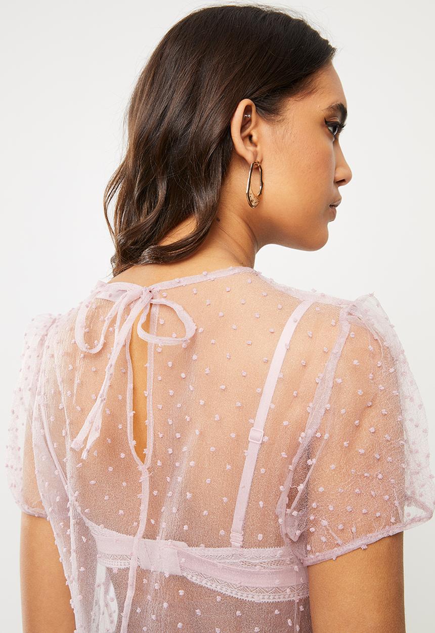 VELVET - Puff organza tiered top - rose