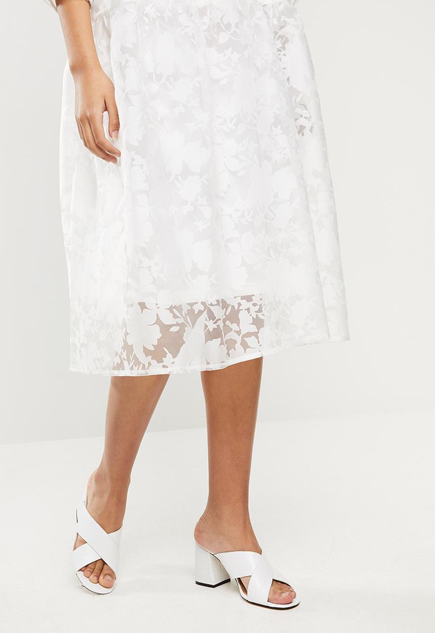 VELVET - Organza burn out tiered midi dress - ivory