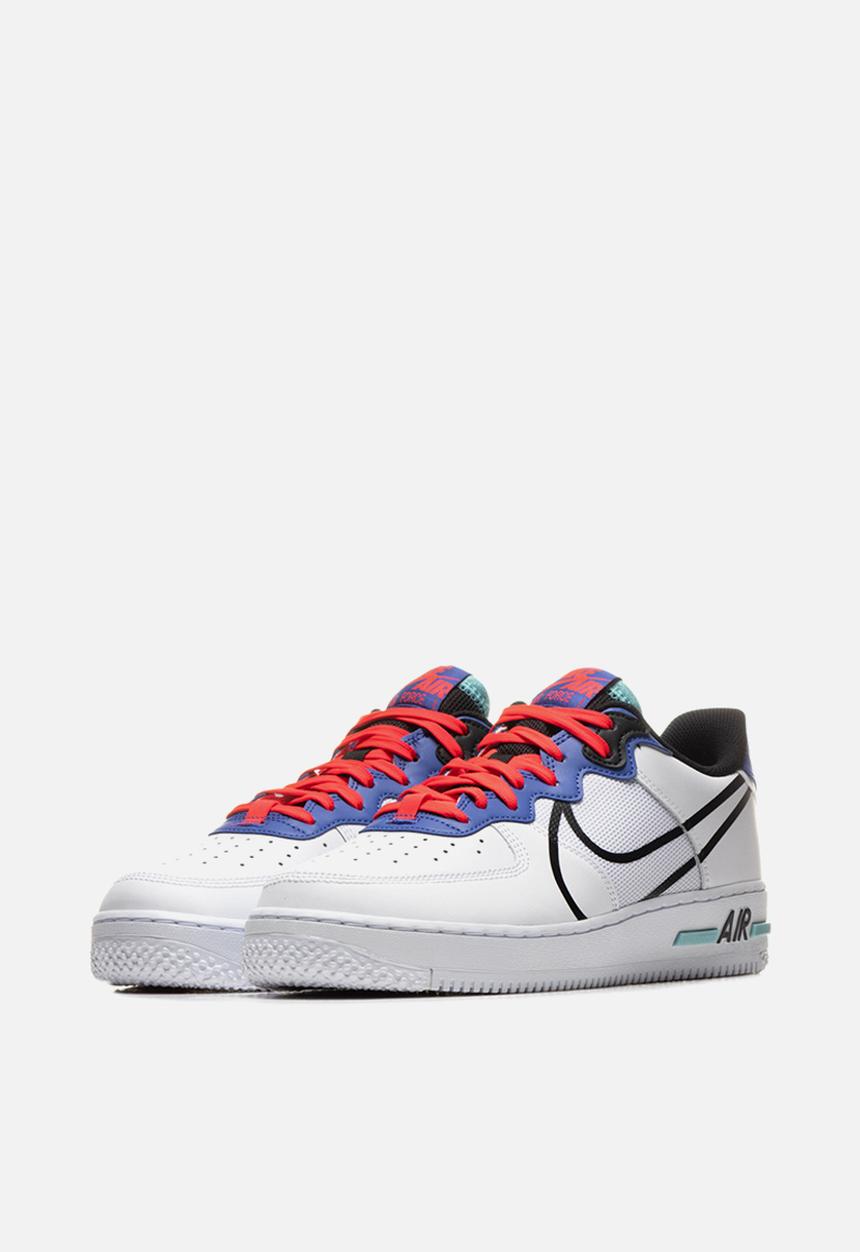 Nike - Air Force 1 react - white / black-astronomy blue-laser crimson