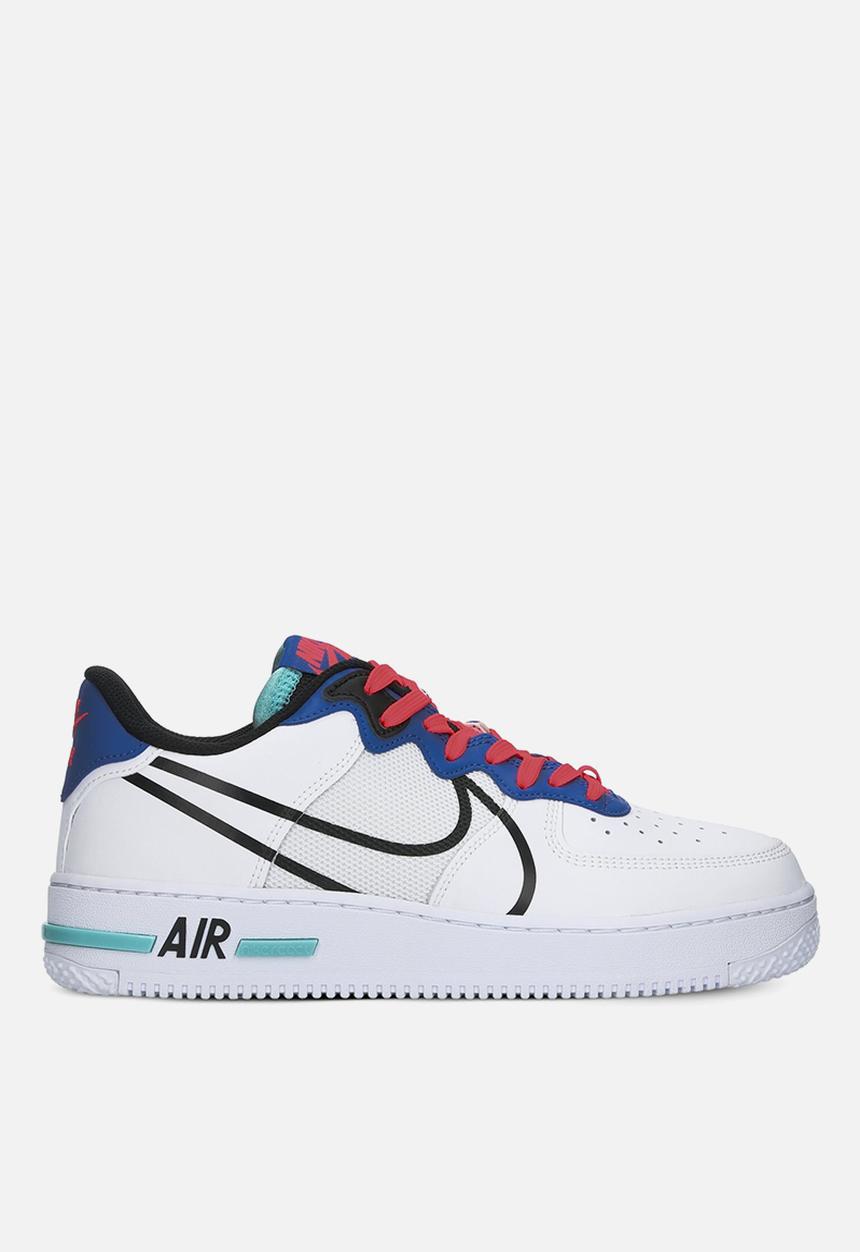 Nike - Air Force 1 react - white / black-astronomy blue-laser crimson