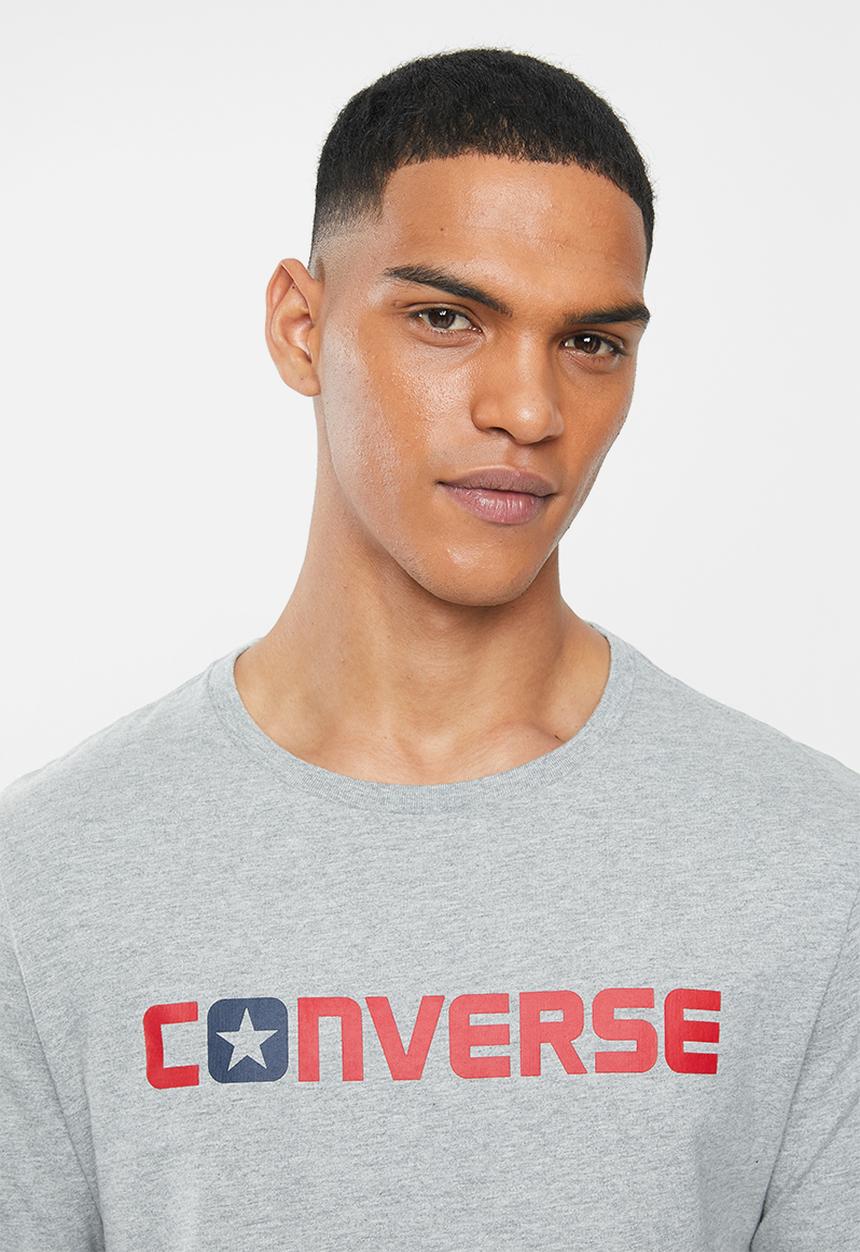 Converse - Core long sleeve wordmark tee - grey