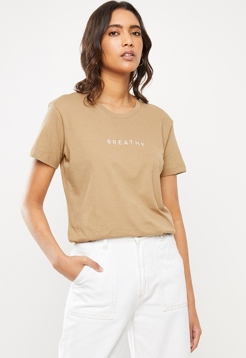 Cotton On - Classic slogan T-shirt breathe - beige 