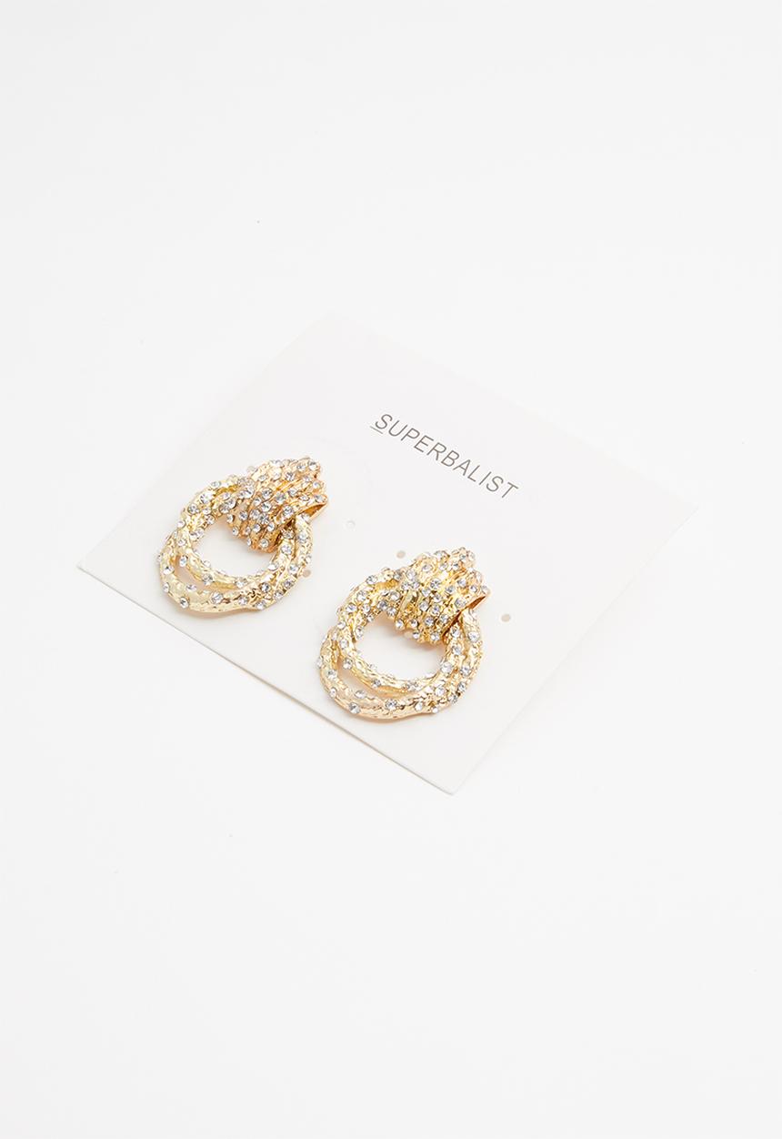 Superbalist - Diamante encrusted hoops - gold