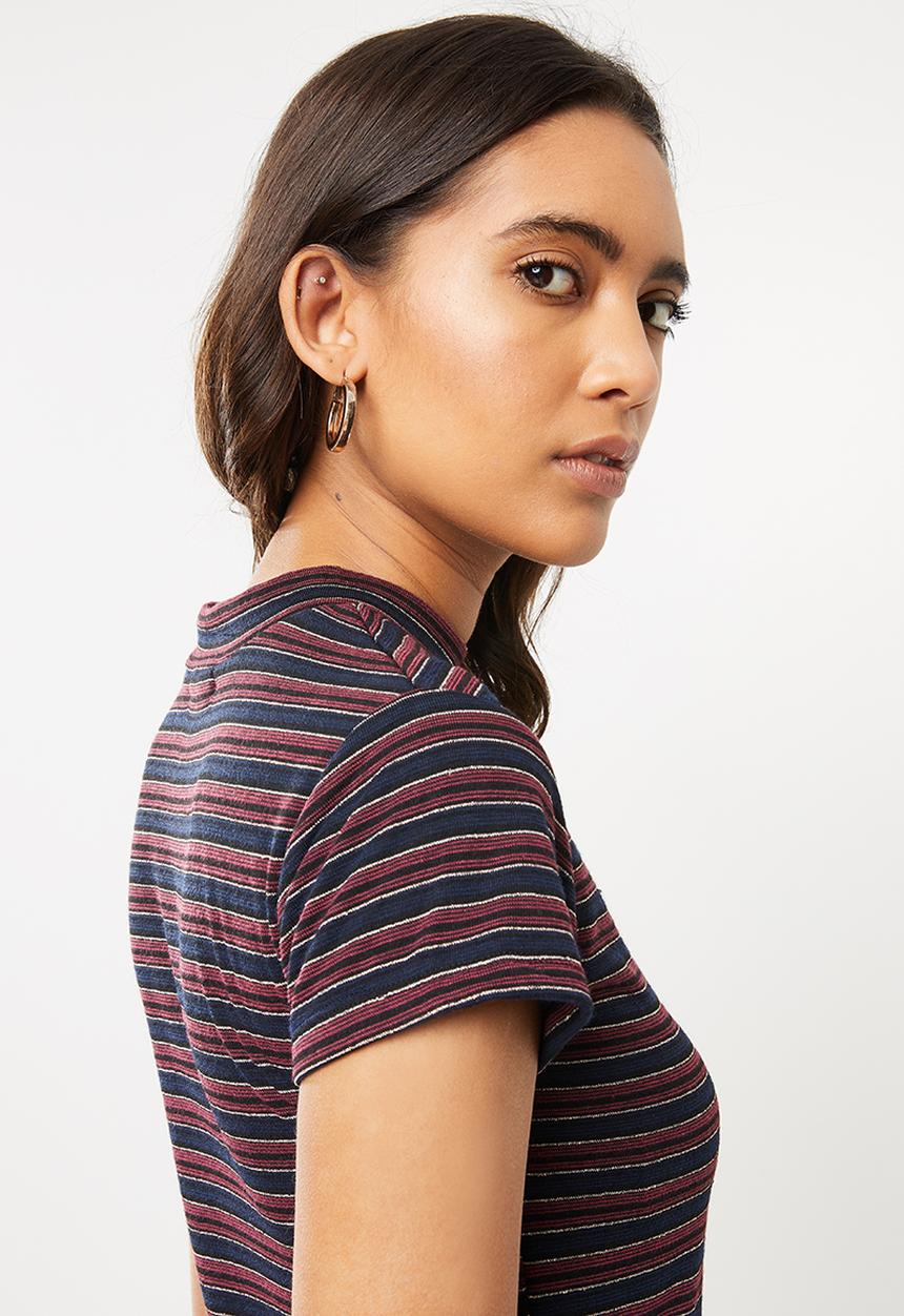 Cotton On - Anissa short sleeve bodycon midi - elsa stripe navy
