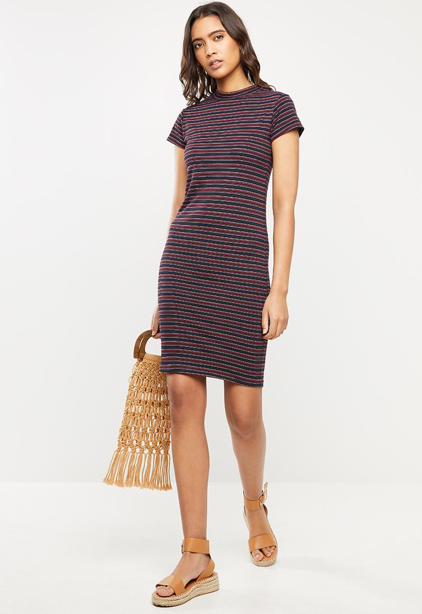Cotton On - Anissa short sleeve bodycon midi - elsa stripe navy