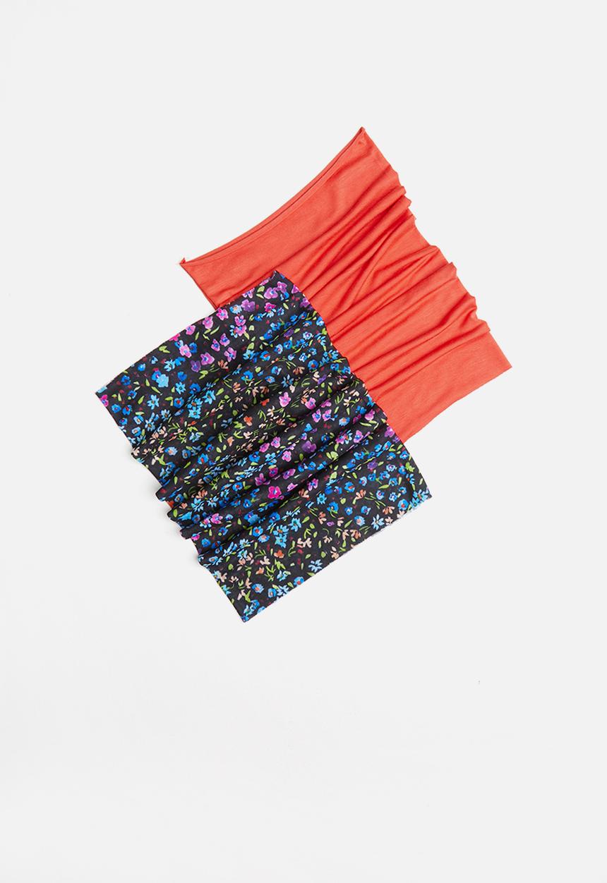 Superbalist - 2 pack snood mask set - dark floral/coral