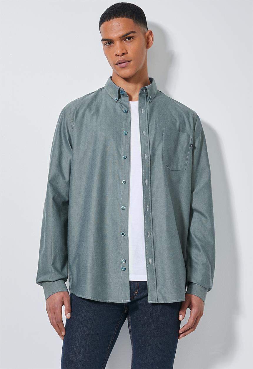 Superbalist - Barber regular fit long sleeve oxford shirt - blue