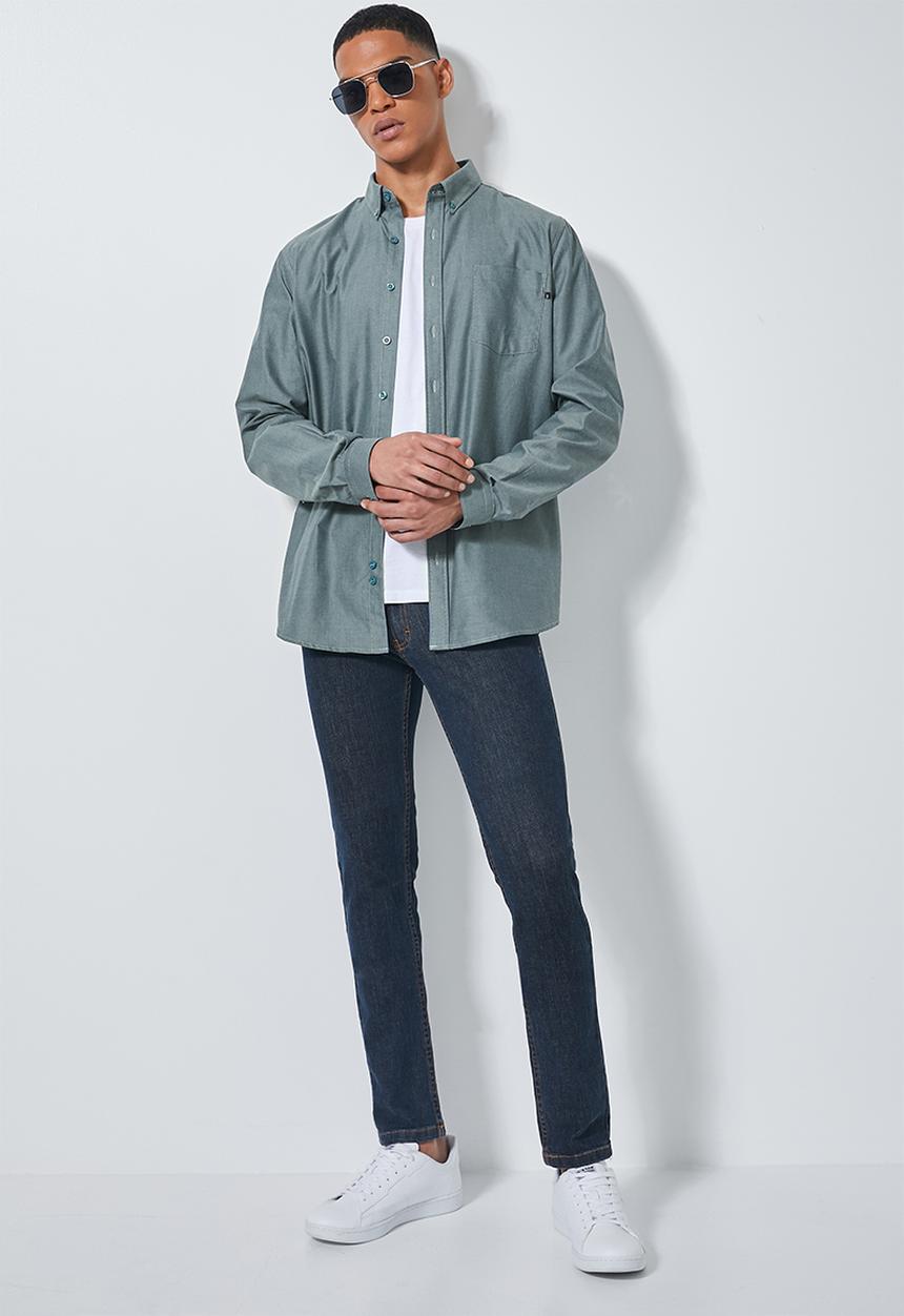 Superbalist - Barber regular fit long sleeve oxford shirt - blue