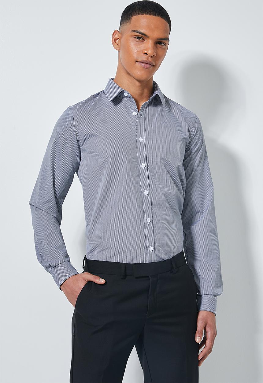Superbalist - Jos slim fit long sleeve shirt - navy & white