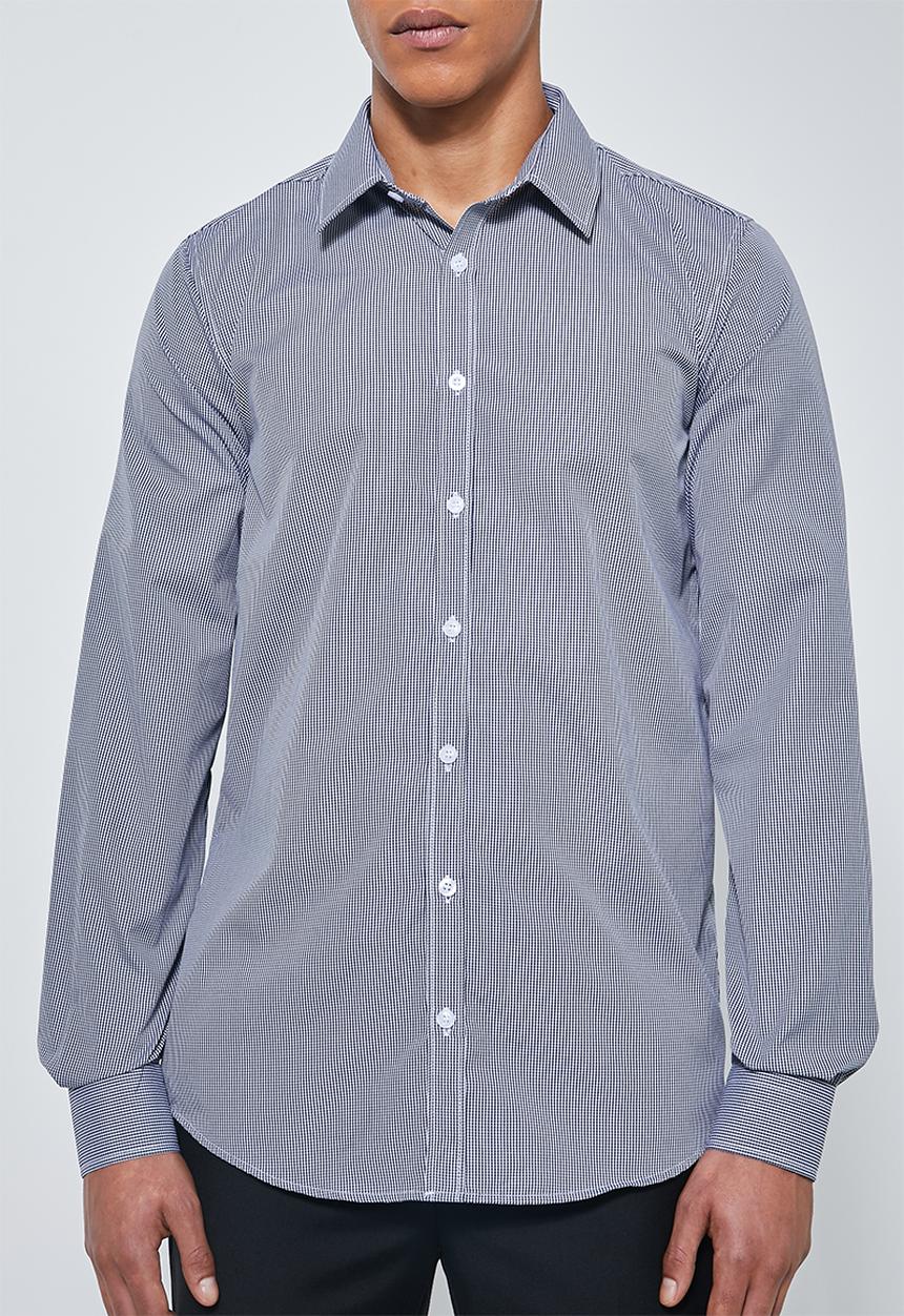 Superbalist - Jos slim fit long sleeve shirt - navy & white