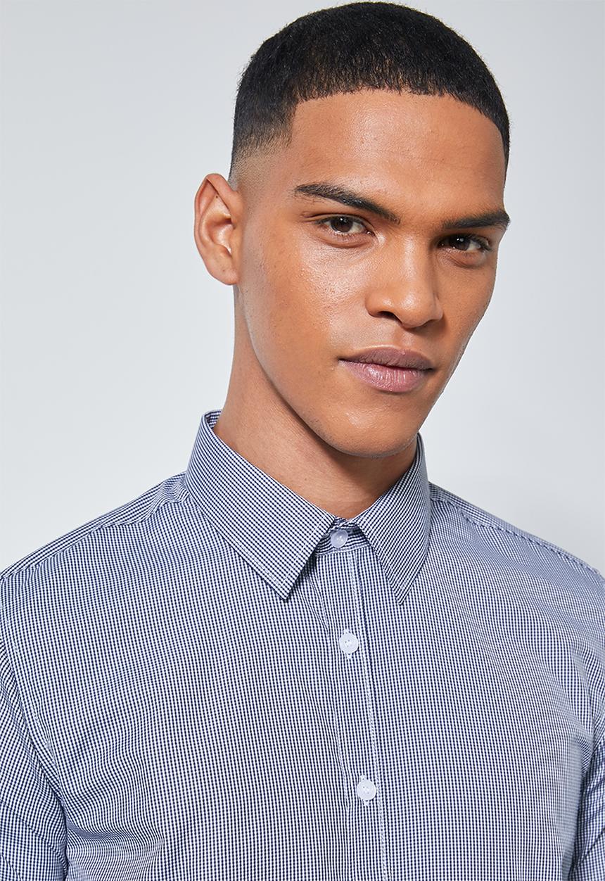 Superbalist - Jos slim fit long sleeve shirt - navy & white