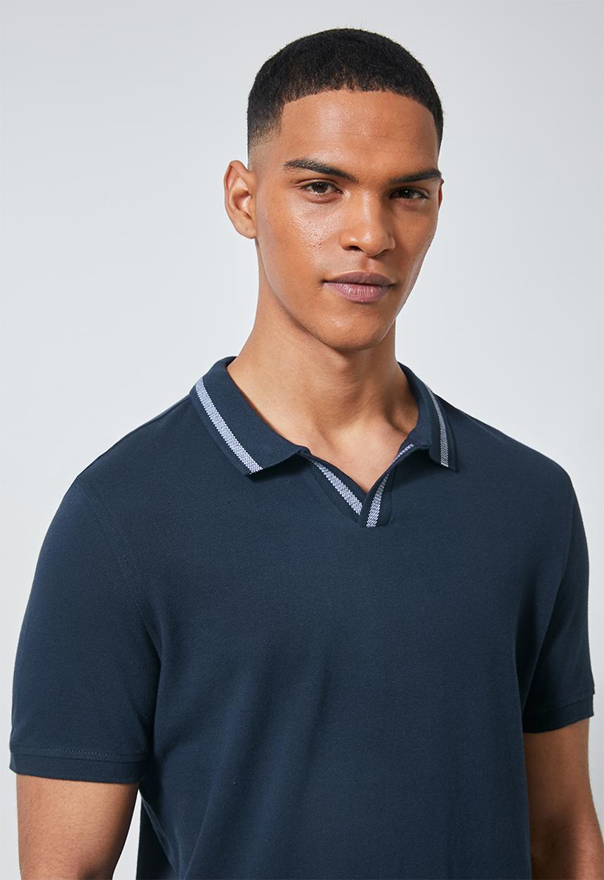 Superbalist - Luka notch neck pique golfer - navy