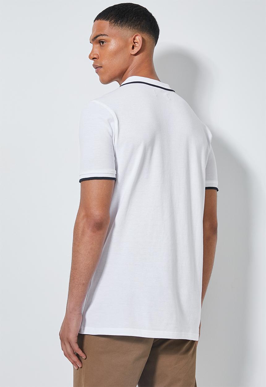 Superbalist - Luka slim pique tipped golfer - white