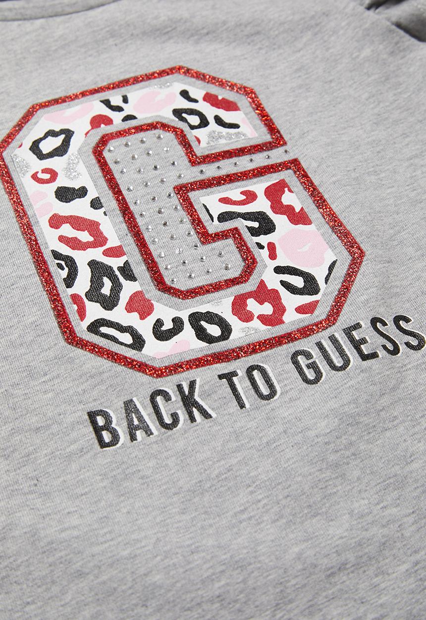 GUESS - Short sleeve flutter sleeve leopard Guess tee - grey 