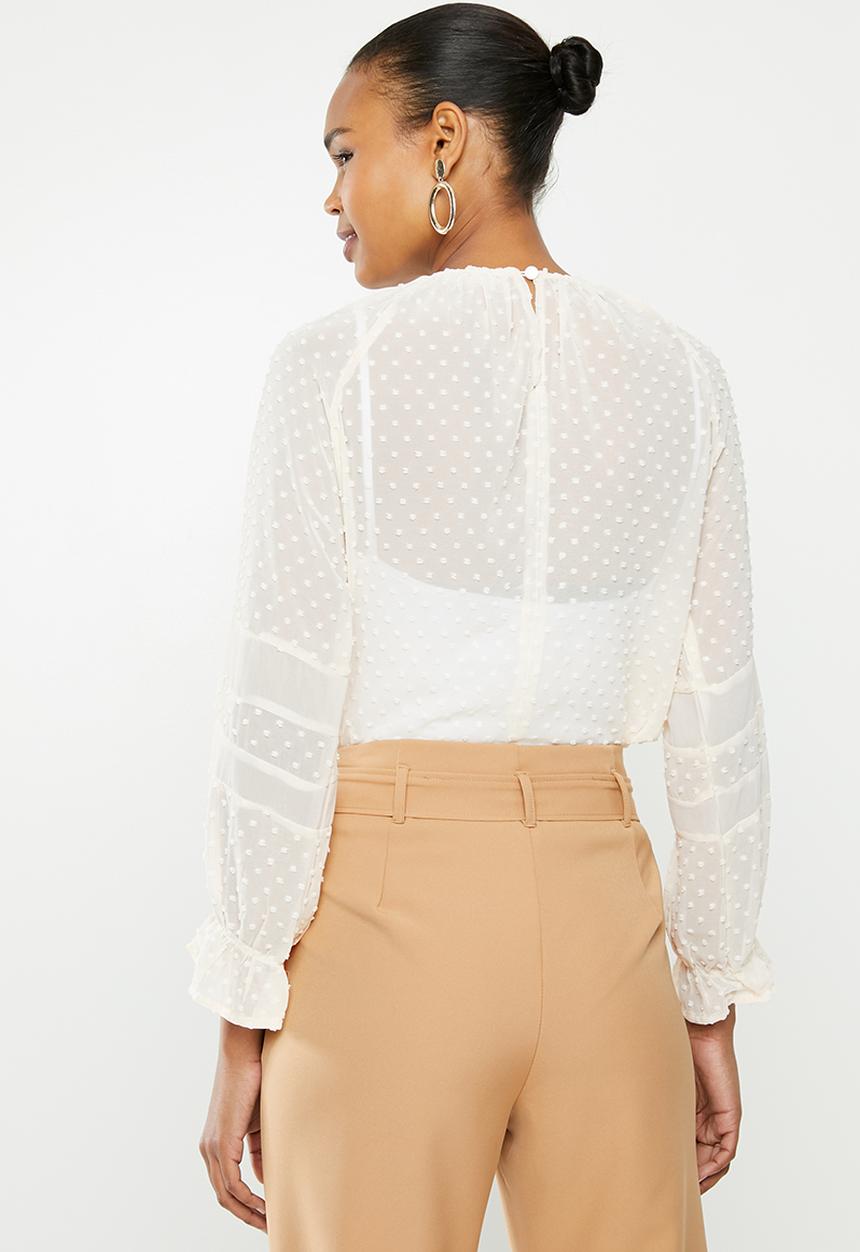 edit - Lace inset blouse - beige