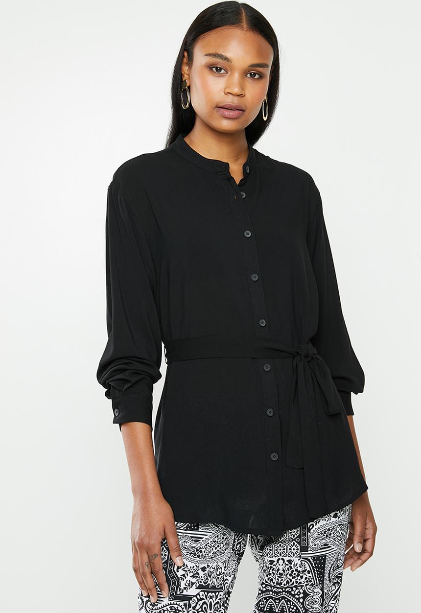 edit - Mandarin collar shirt - black