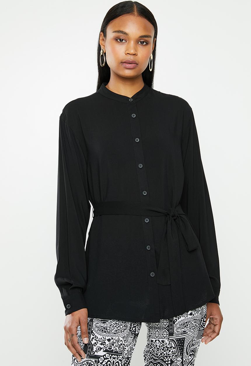 edit - Mandarin collar shirt - black