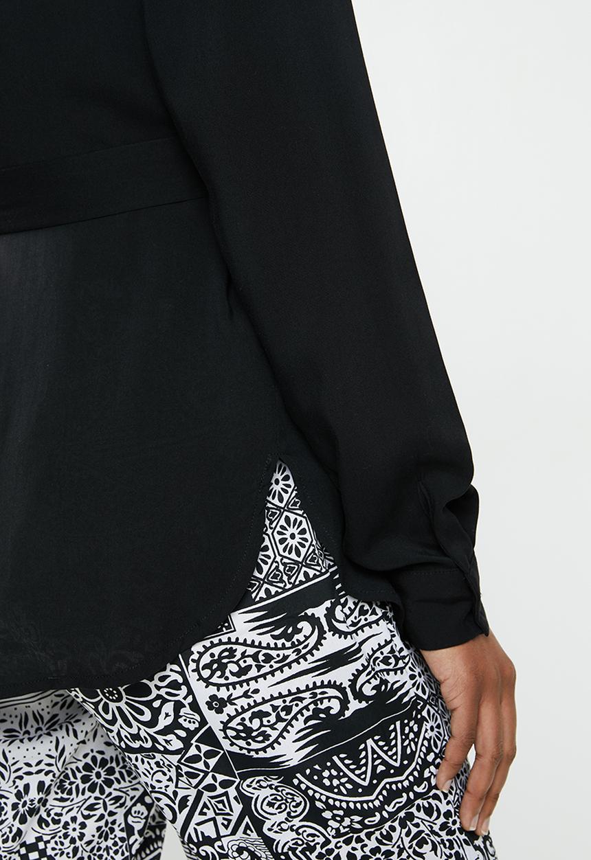 edit - Mandarin collar shirt - black