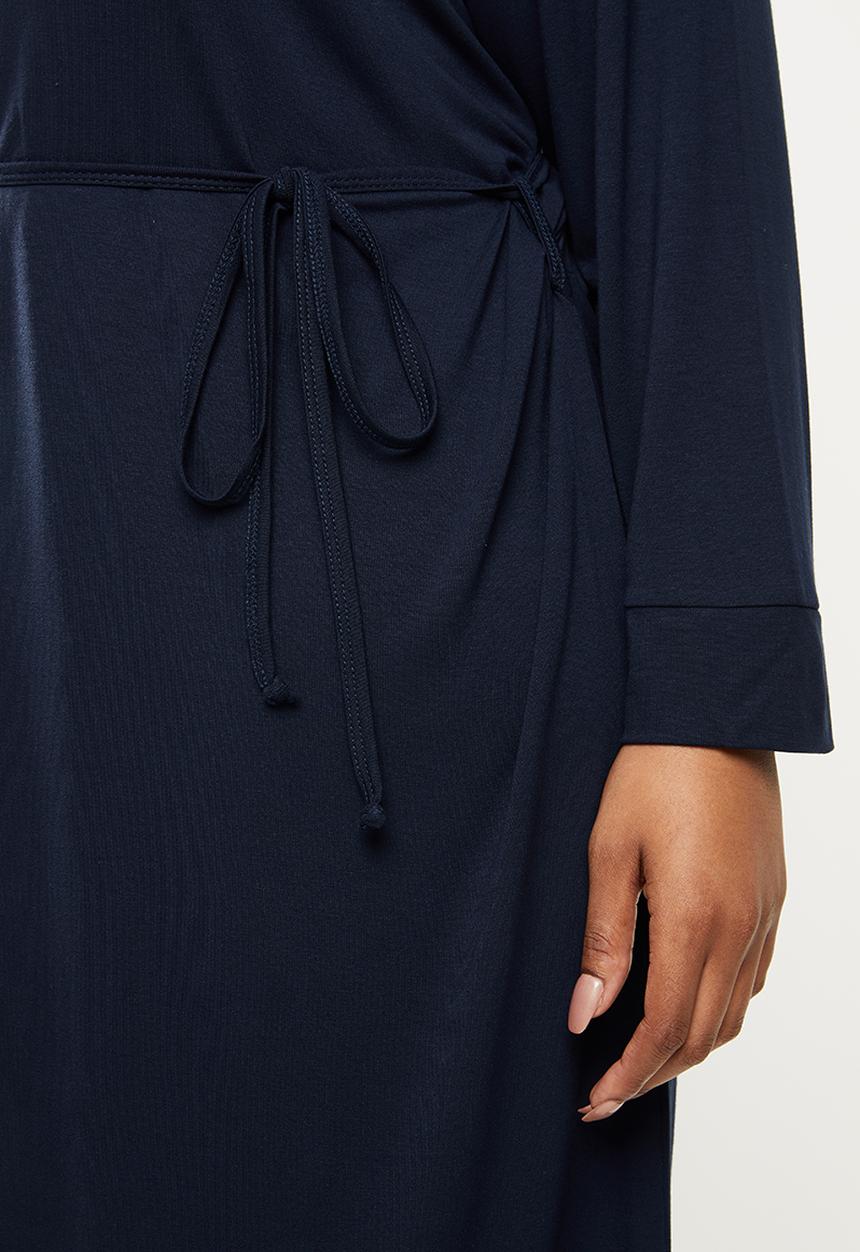edit Plus - Long sleeve belted tee dress - navy
