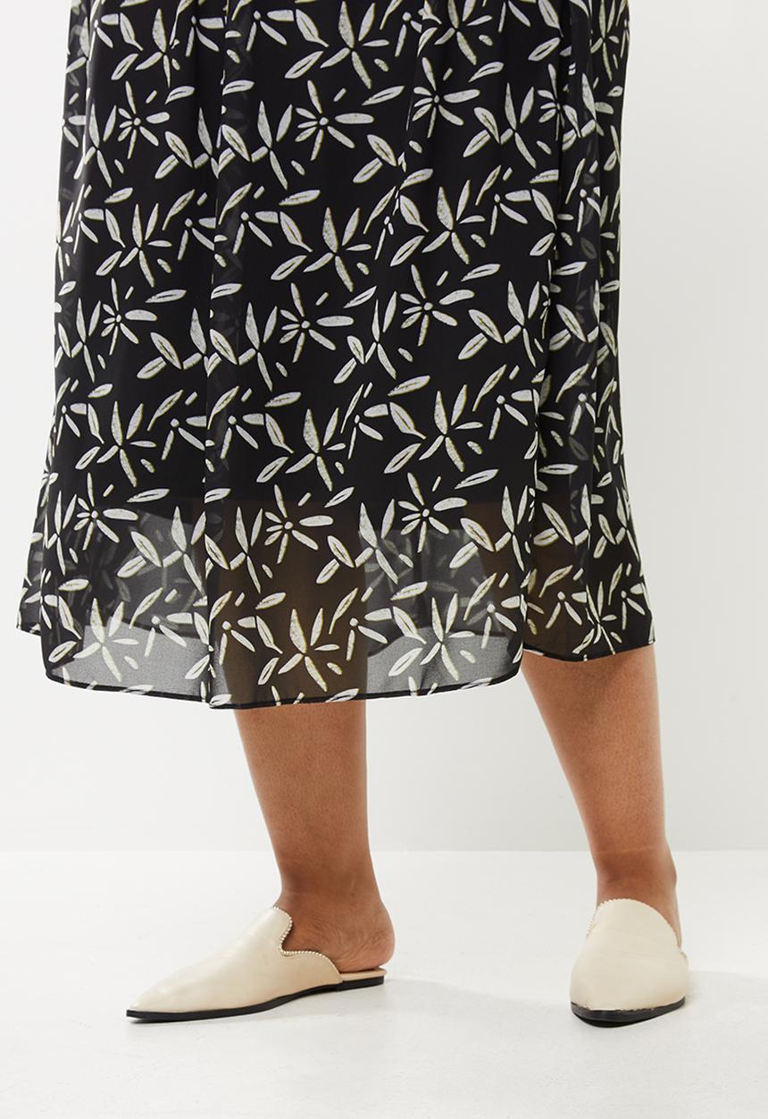 edit Plus - Printed chiffon a-line skirt - black print