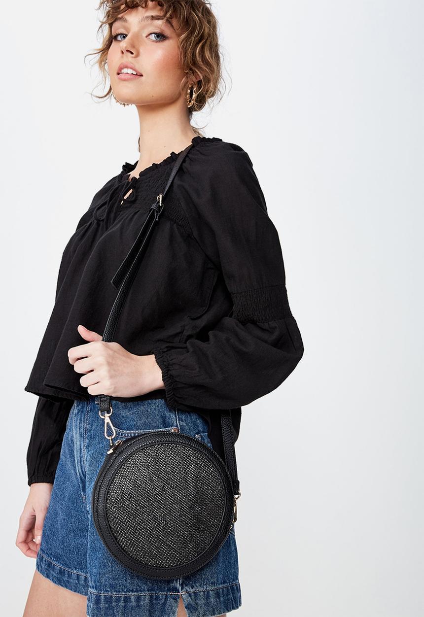 Rubi - Edie woven circle bag - black