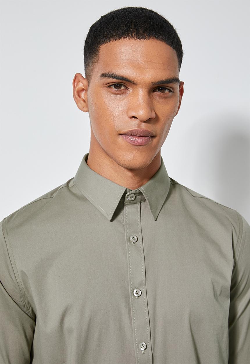 Superbalist - Jos slim fit long sleeve shirt - khaki