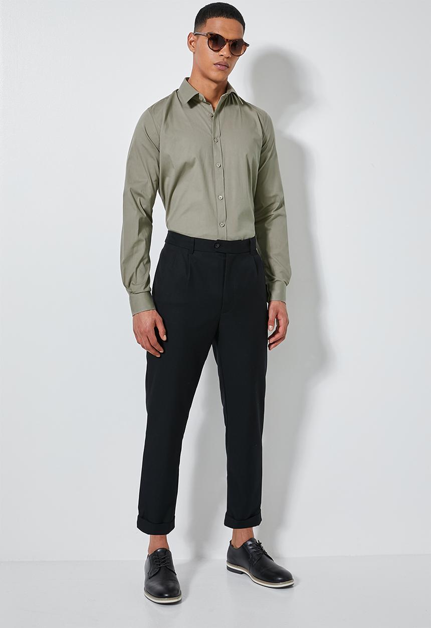 Superbalist - Jos slim fit long sleeve shirt - khaki