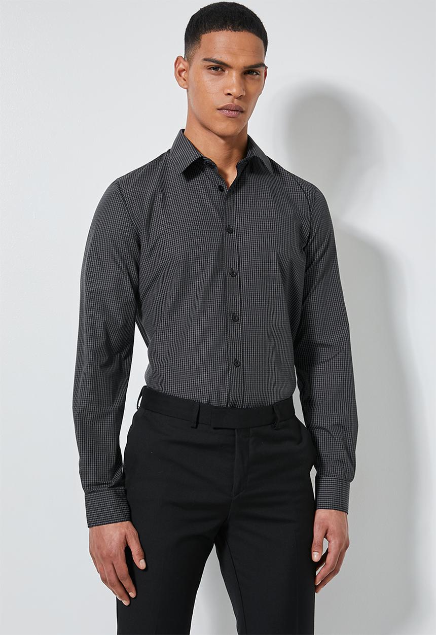 Superbalist - Jos slim fit long sleeve shirt - black & white