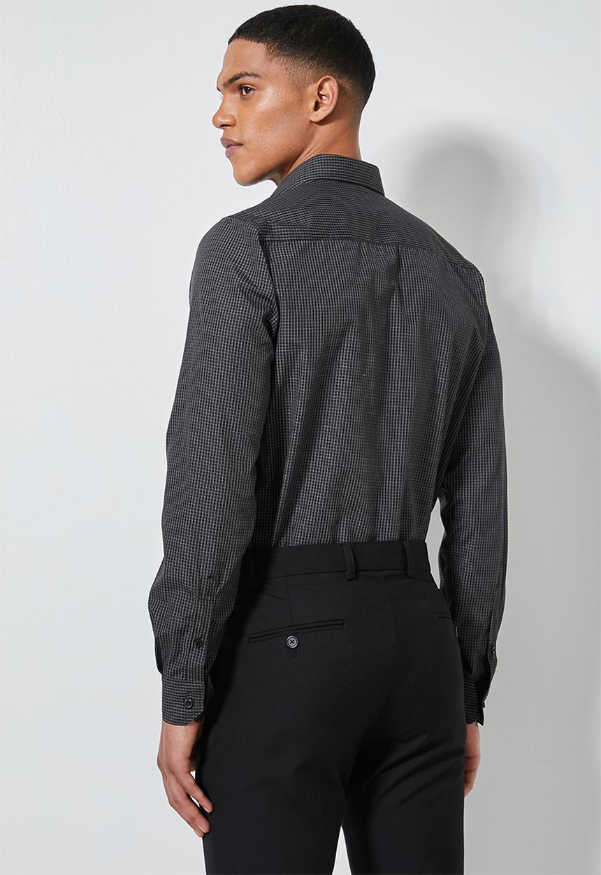 Superbalist - Jos slim fit long sleeve shirt - black & white