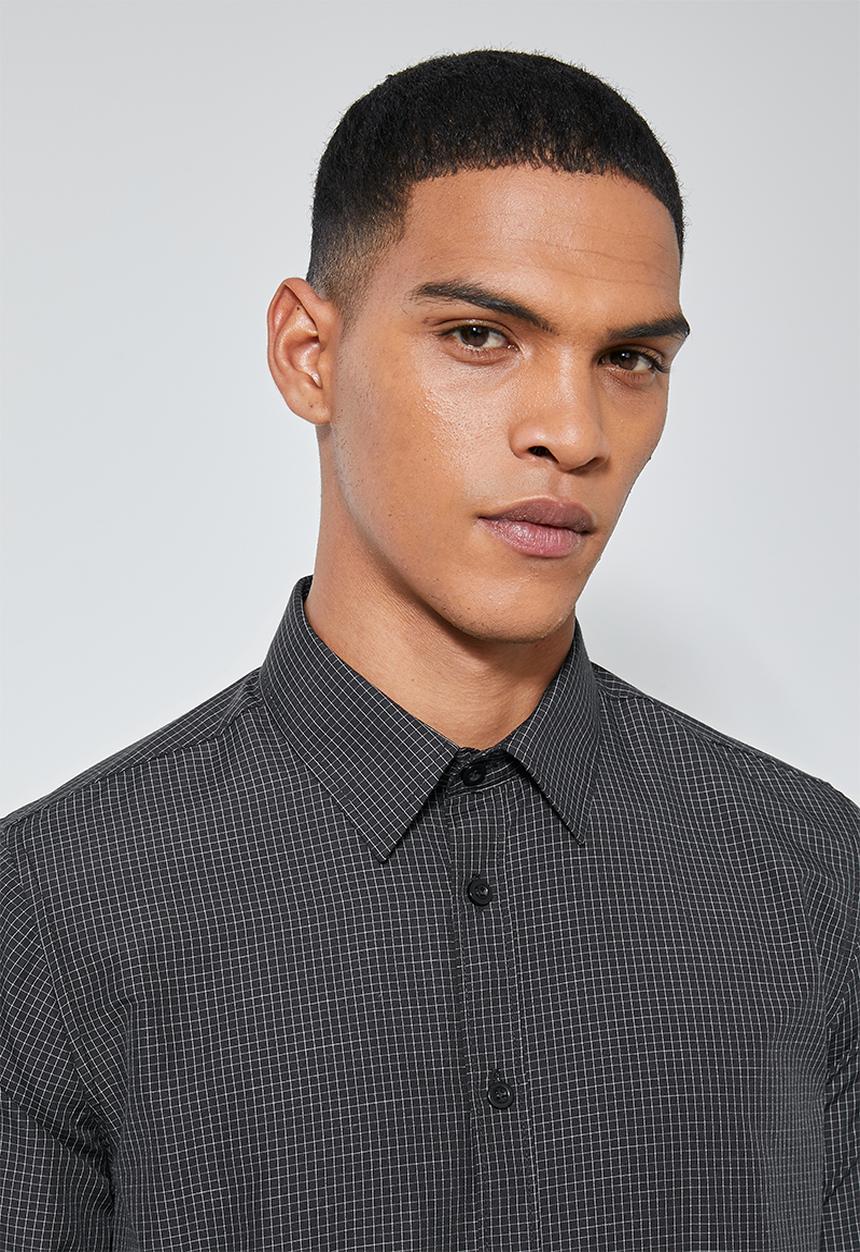 Superbalist - Jos slim fit long sleeve shirt - black & white