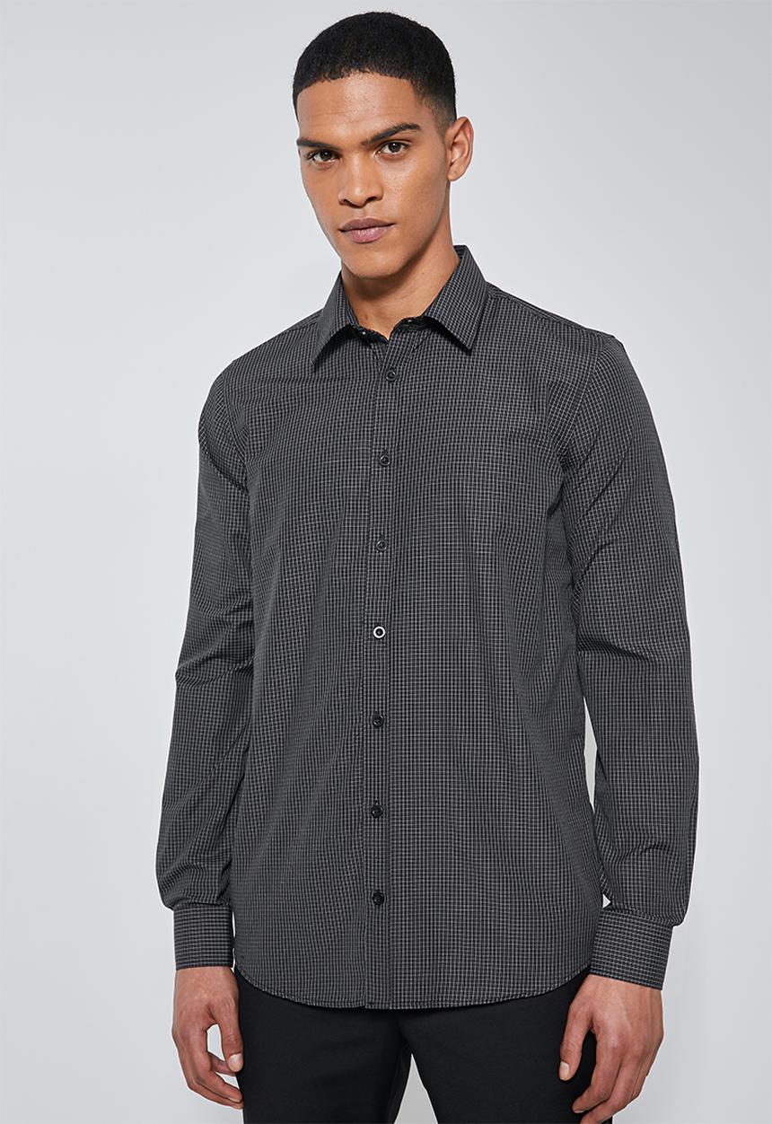 Superbalist - Jos slim fit long sleeve shirt - black & white