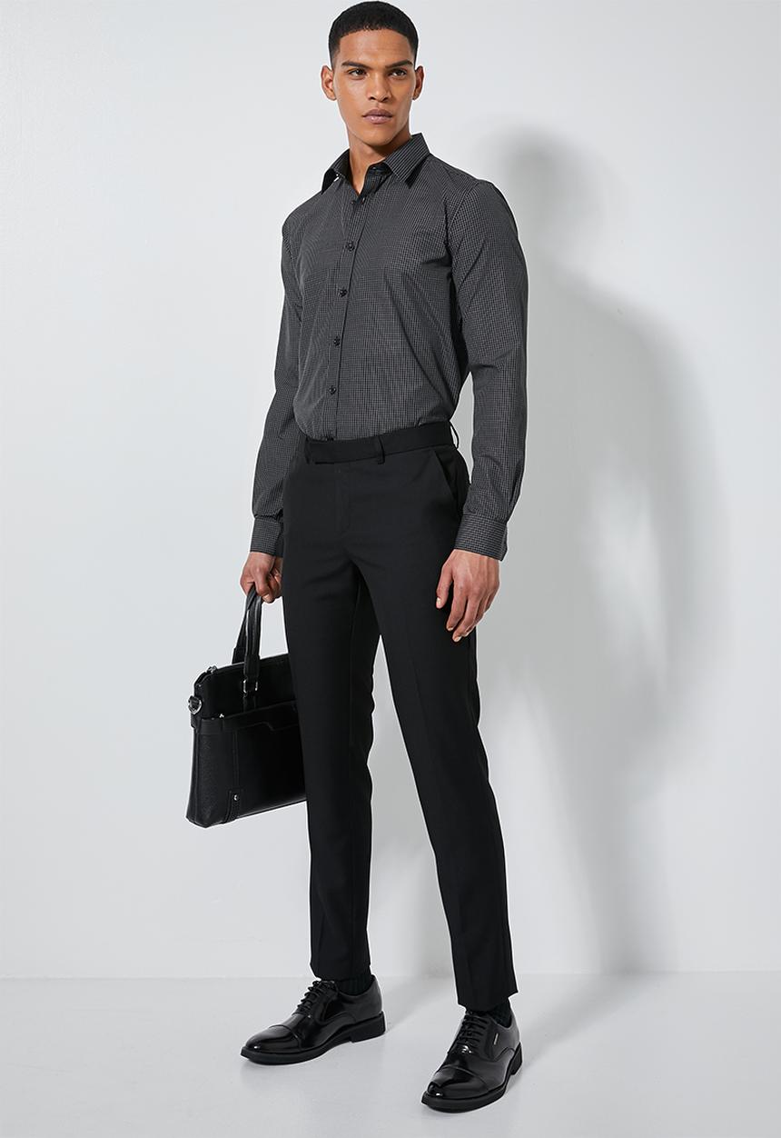 Superbalist - Jos slim fit long sleeve shirt - black & white