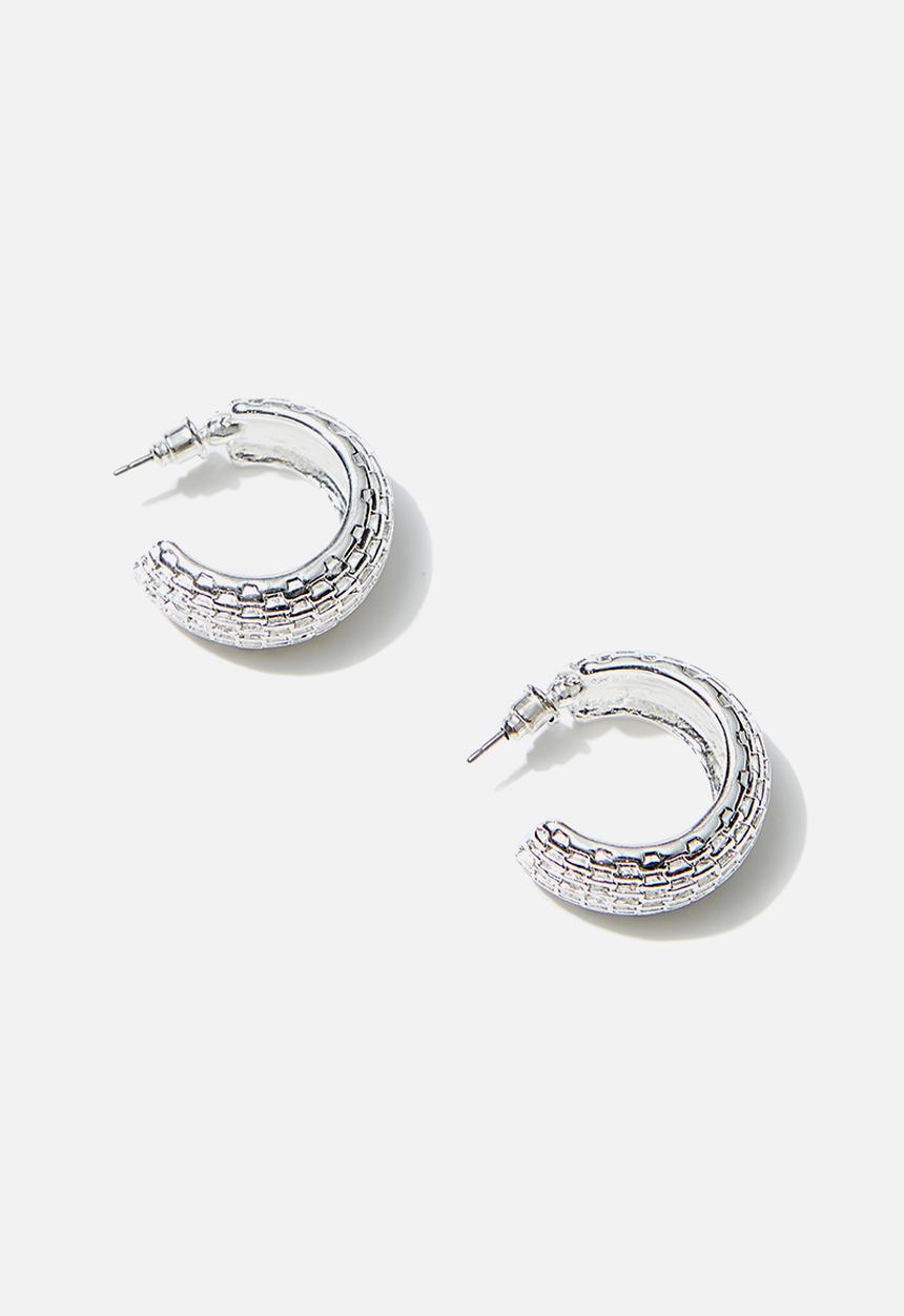 Rubi - Carla small textured hoop bar - silver