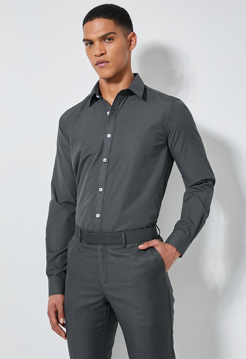 Superbalist - Jos slim fit long sleeve shirt - black & grey