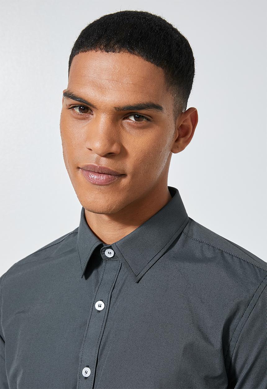 Superbalist - Jos slim fit long sleeve shirt - black & grey