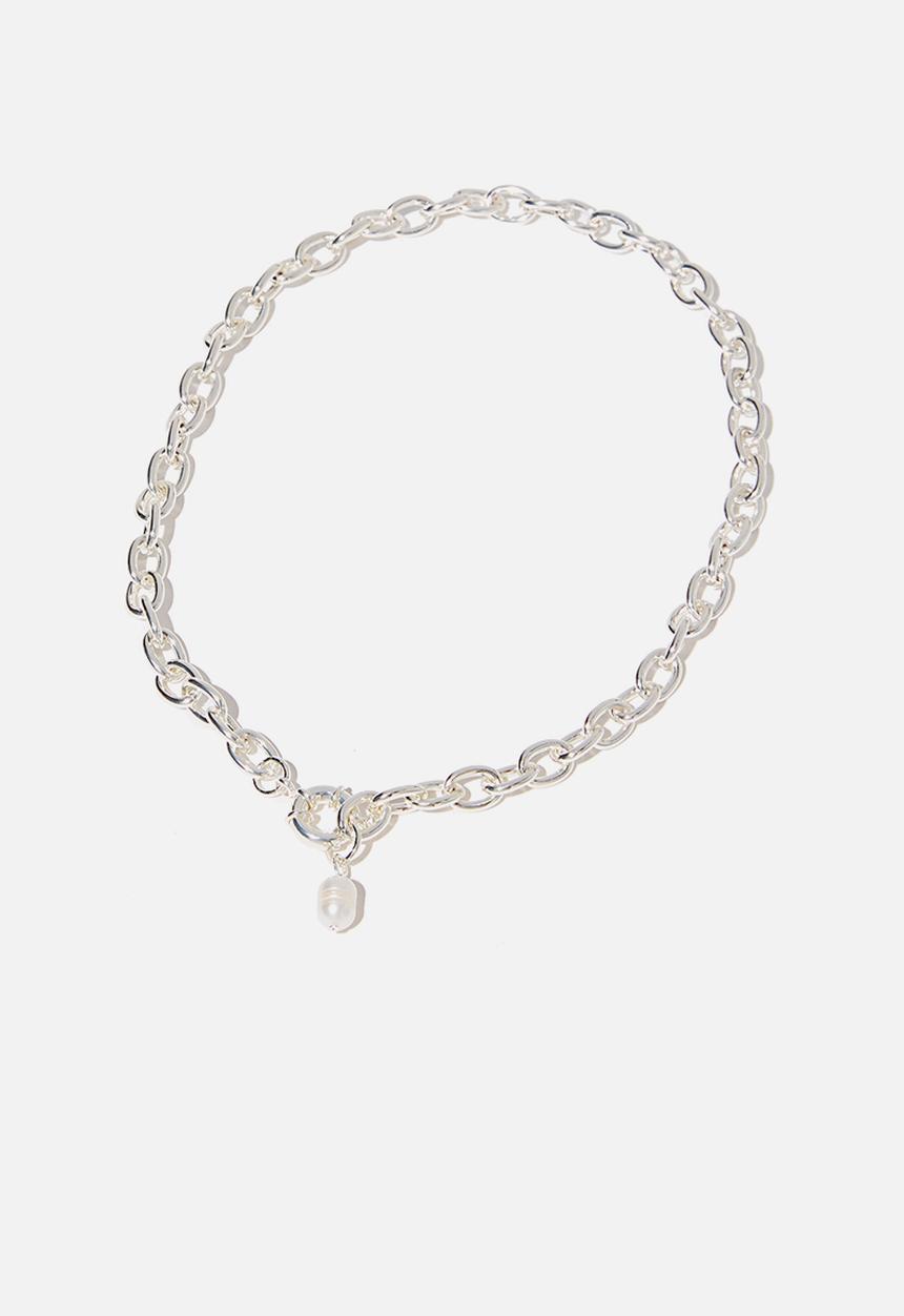 Rubi - Bonnie pearl drop necklace - silver