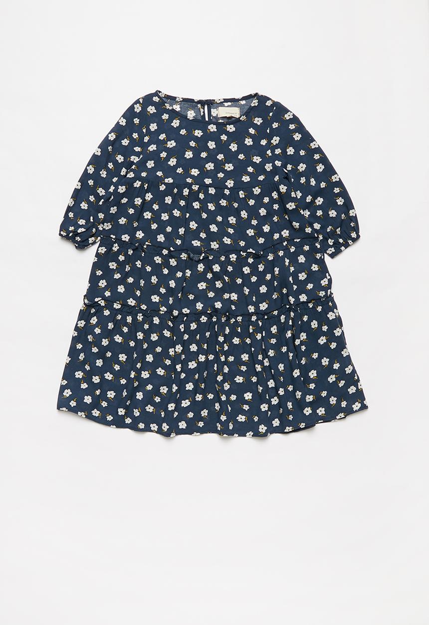 Superbalist Kids - Tiered printed dress - navy & white 